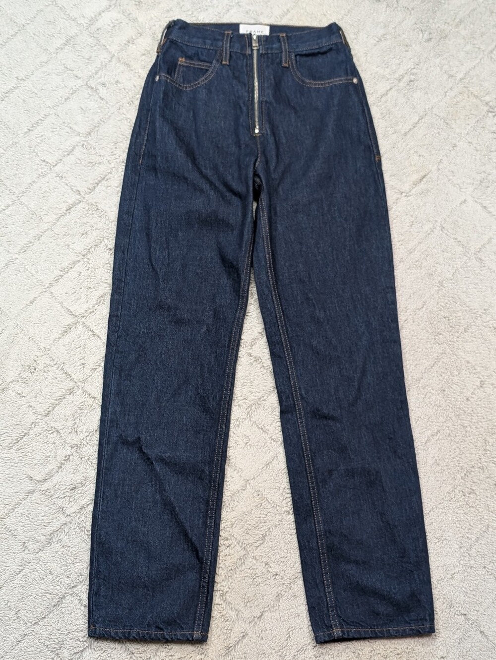 Frame Jeans Womens 24 Blue Indigo Le High N Tight Straight Leg Exposed Zipper